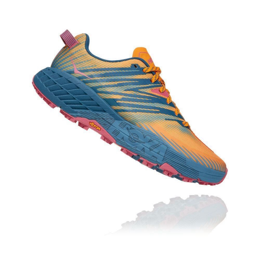 Women's Hoka Speedgoat 4 Running Shoes Yellow / Blue | ZA-32KONTE