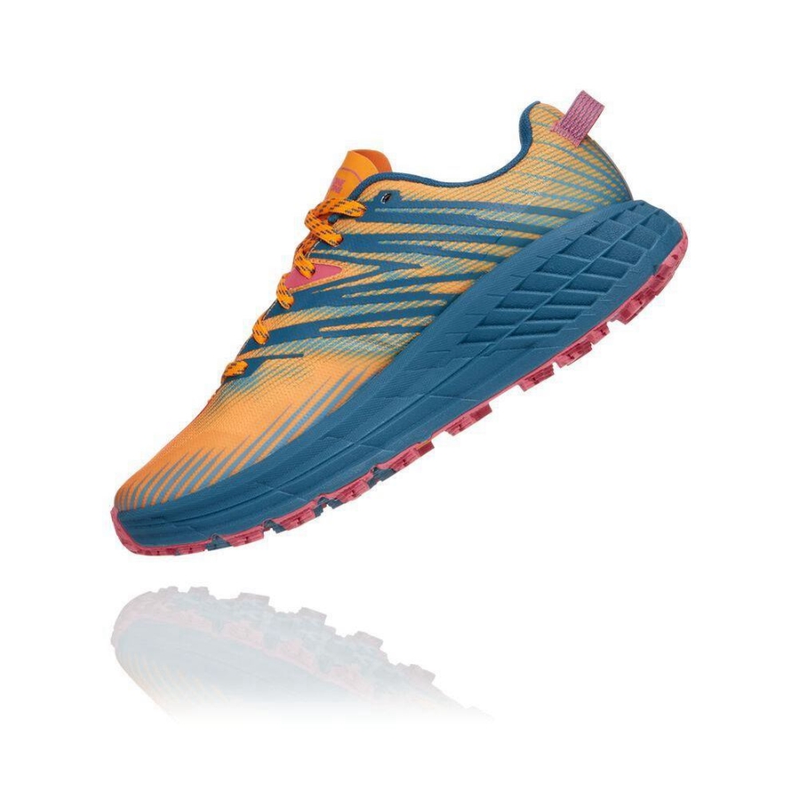 Women's Hoka Speedgoat 4 Trail Running Shoes Yellow / Blue | ZA-71IVGZK