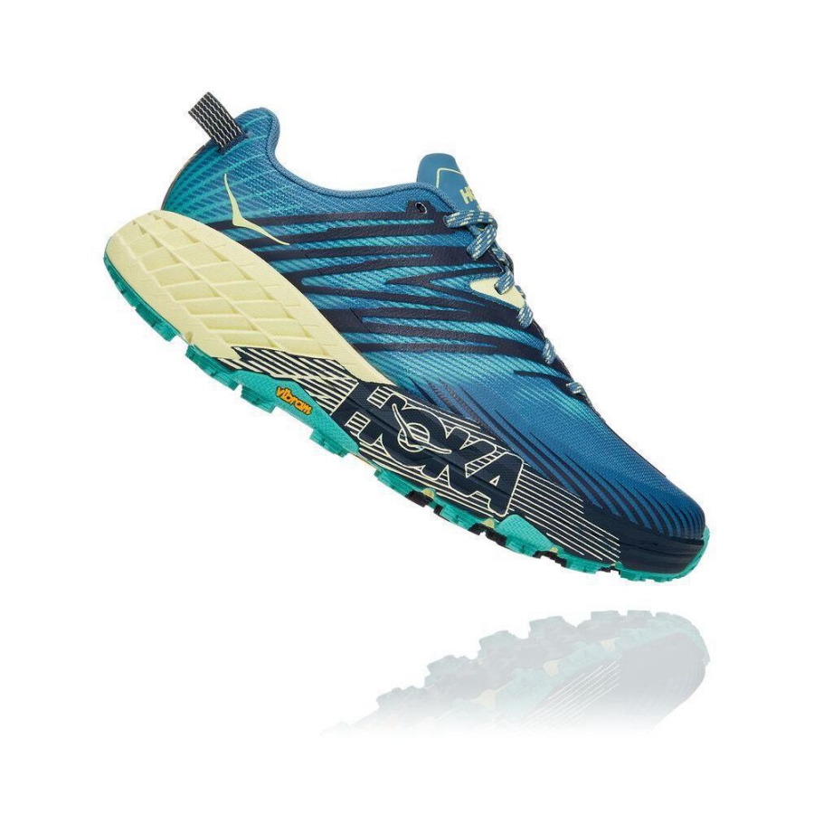 Women's Hoka Speedgoat 4 Trail Running Shoes Blue / Yellow | ZA-76XPAWT
