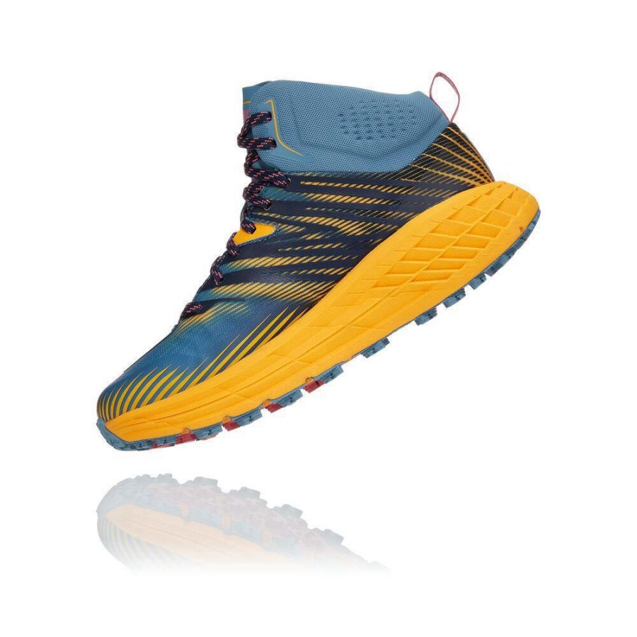Women's Hoka Speedgoat Mid 2 GTX Hiking Boots Blue / Yellow | ZA-23VBKRG