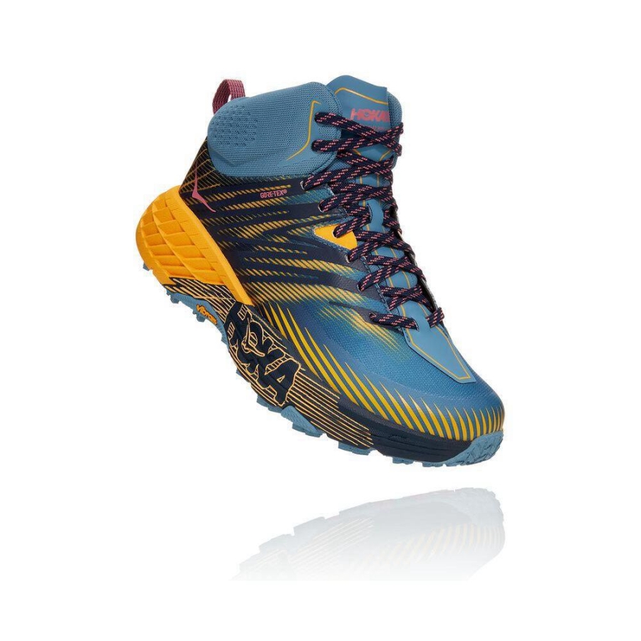 Women\'s Hoka Speedgoat Mid 2 GTX Hiking Boots Blue / Yellow | ZA-23VBKRG