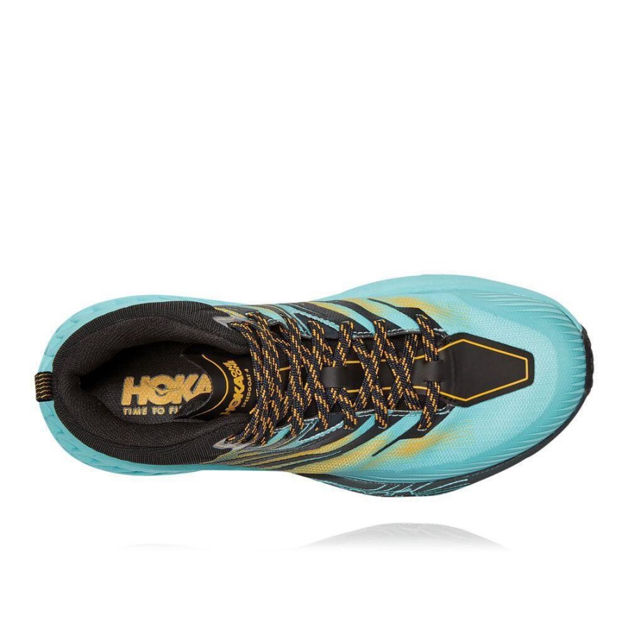 Women's Hoka Speedgoat Mid 2 GTX Hiking Boots Blue / Black / Gold | ZA-26LNPYX